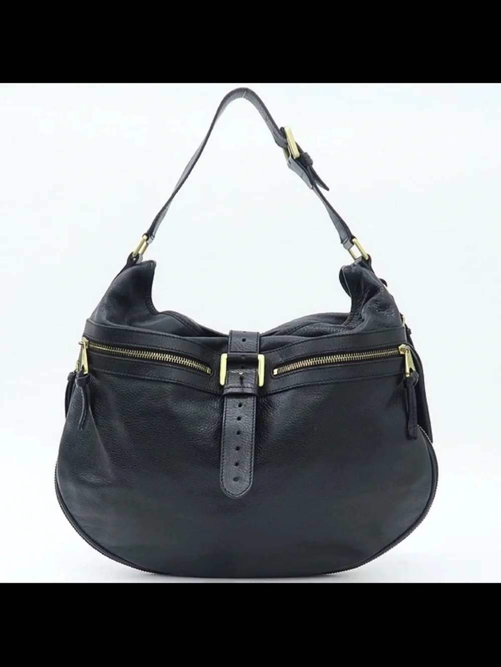 Mulberry Black Leather Hobo with Gold Hardware
